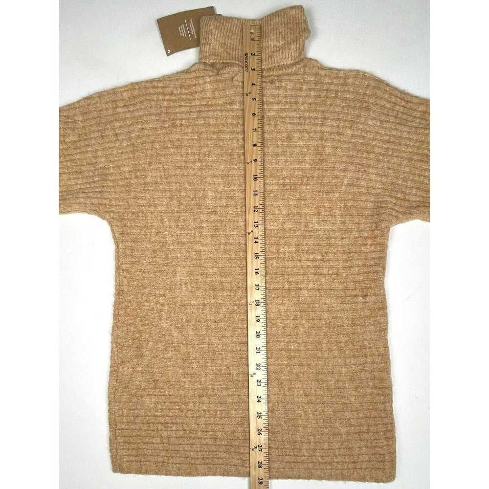VERO MODA Womens XS Camel Horizontal Ribbed Rollneck SWEATER Bishop Sleeves NWT - Picture 3 of 8